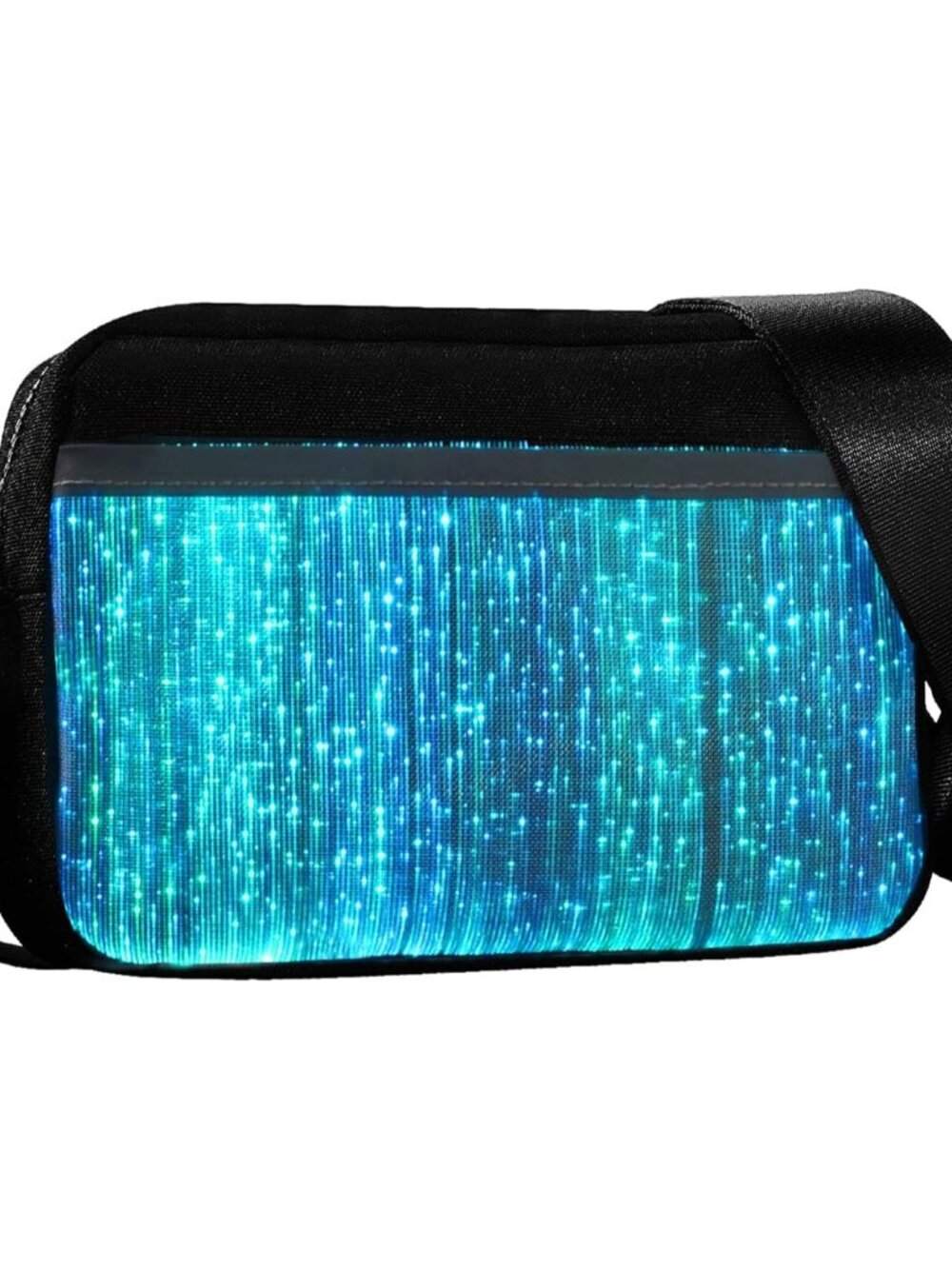 Women's Black Led Small Light Up Purse Glow Luminous Optical Fiber Crossbody Bag